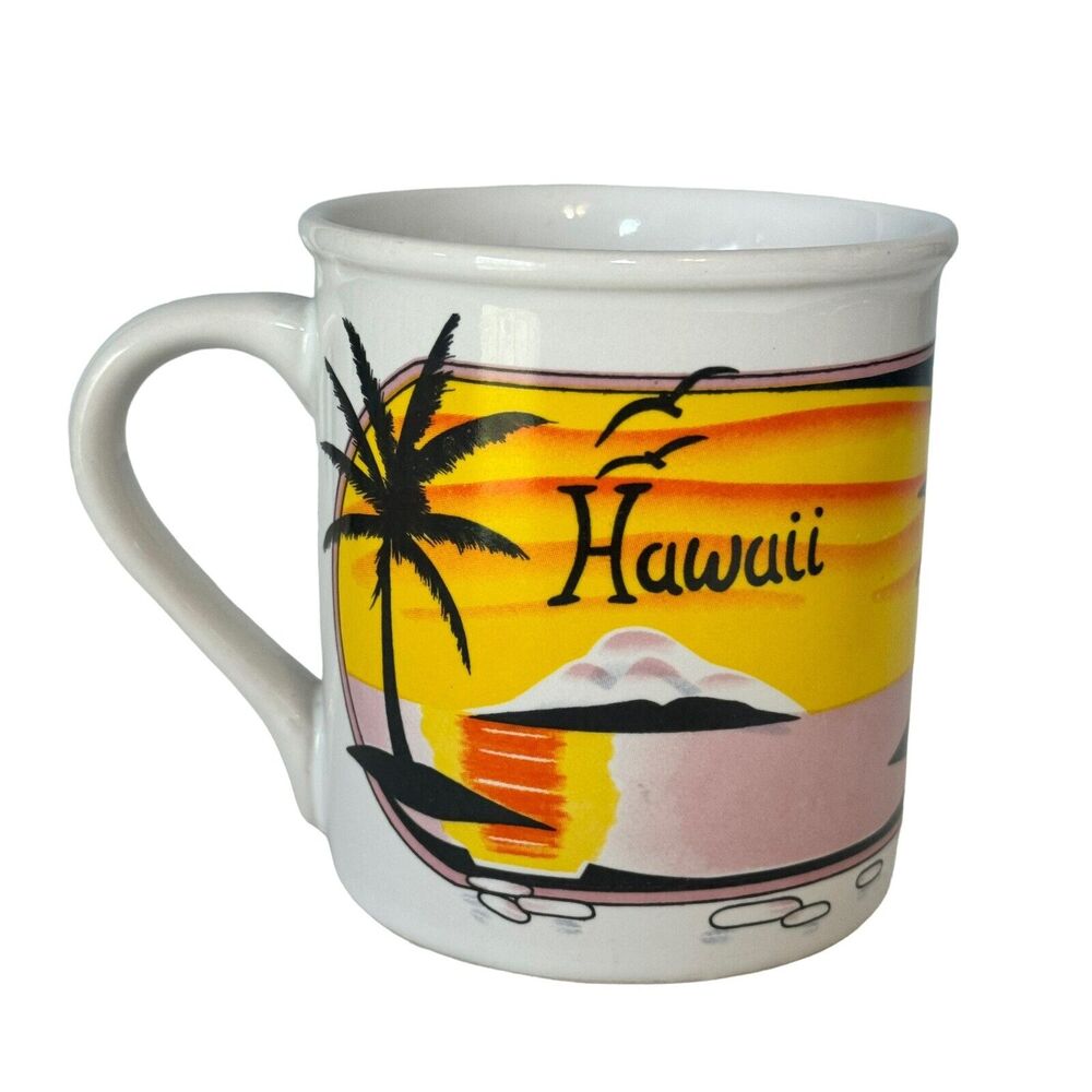 Hilo Hattie Hawaii Mug Tropical Coffee Cup Palm Tree Sunset Island Heritage